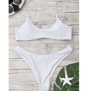 White Bikini / High Cut Thong Swimsuit / Honeymoon